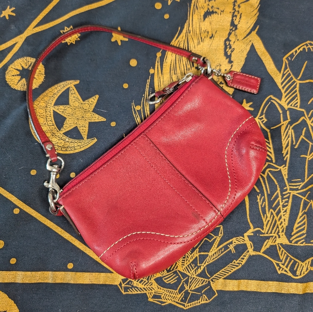 Coach Factory Red Leather Wristlet